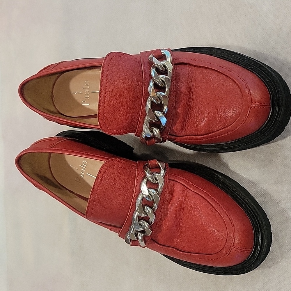 Red Lug Soled Loafers Women's Size 8
